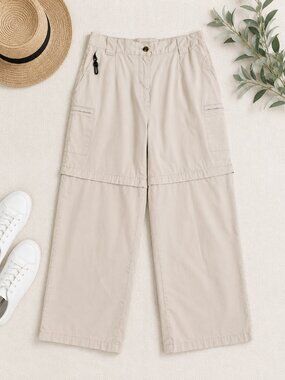L.L.Bean Women’s Size 12 Beige Convertible Cargo Hiking Pants Zip Off
